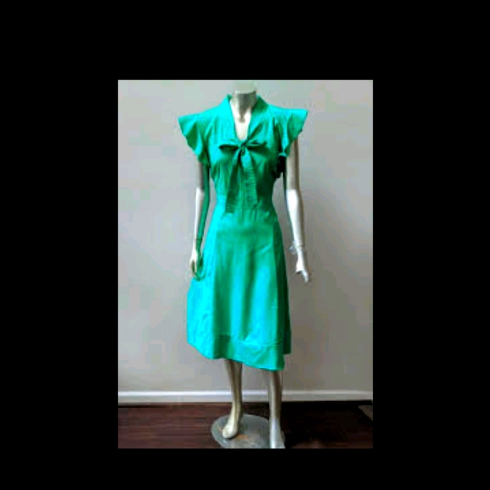 J crew gree ruffle shelves  dress